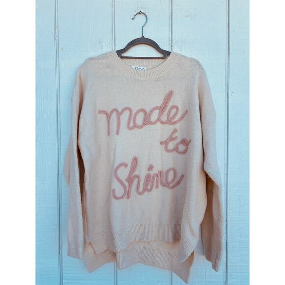 Made to Shine Embroidered‎ Plus Size Sweater, Light Pink, Size 2XL - Picture 1 of 5